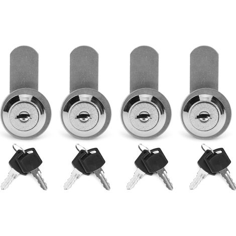 Lot De 4 Verrous À Came Tubulaires De Rechange Avec Clés Pour Boîtes À Outils, Tiroirs, Armoires Et Casiers, Pour Remorques Et Camping-cars (diamètre 15 Mm).
