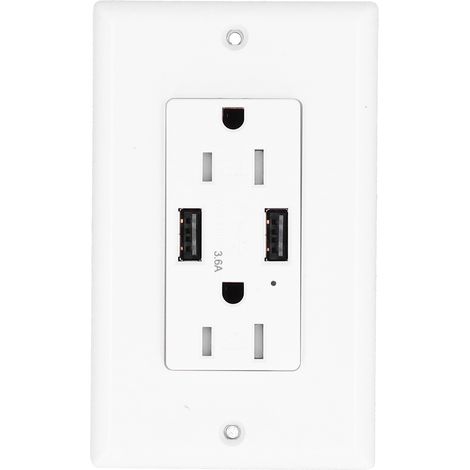 Prise De Courant Mince Gfci Usb Avec Disjoncteur Différentiel Ac125v Ldurl15a A+a 3,6a
