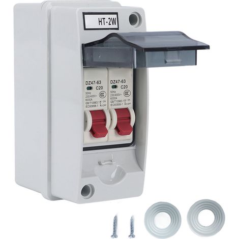 Sg – Boîte De Distribution Extérieure Étanche À La Pluie, Disjoncteur De Puissance Mcb C Type 2 Voies Ac 230v 400v