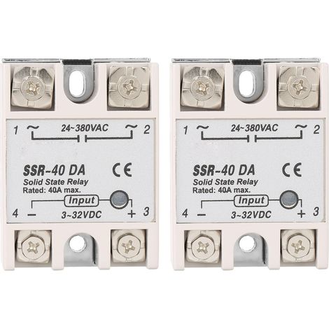 Relais À Semi-conducteurs 40a, Monophasé, Entrée Ssr Dc, Sortie Ac Pour L'Automatisation Industrielle, Contrôle De La Température, 2 Pièces