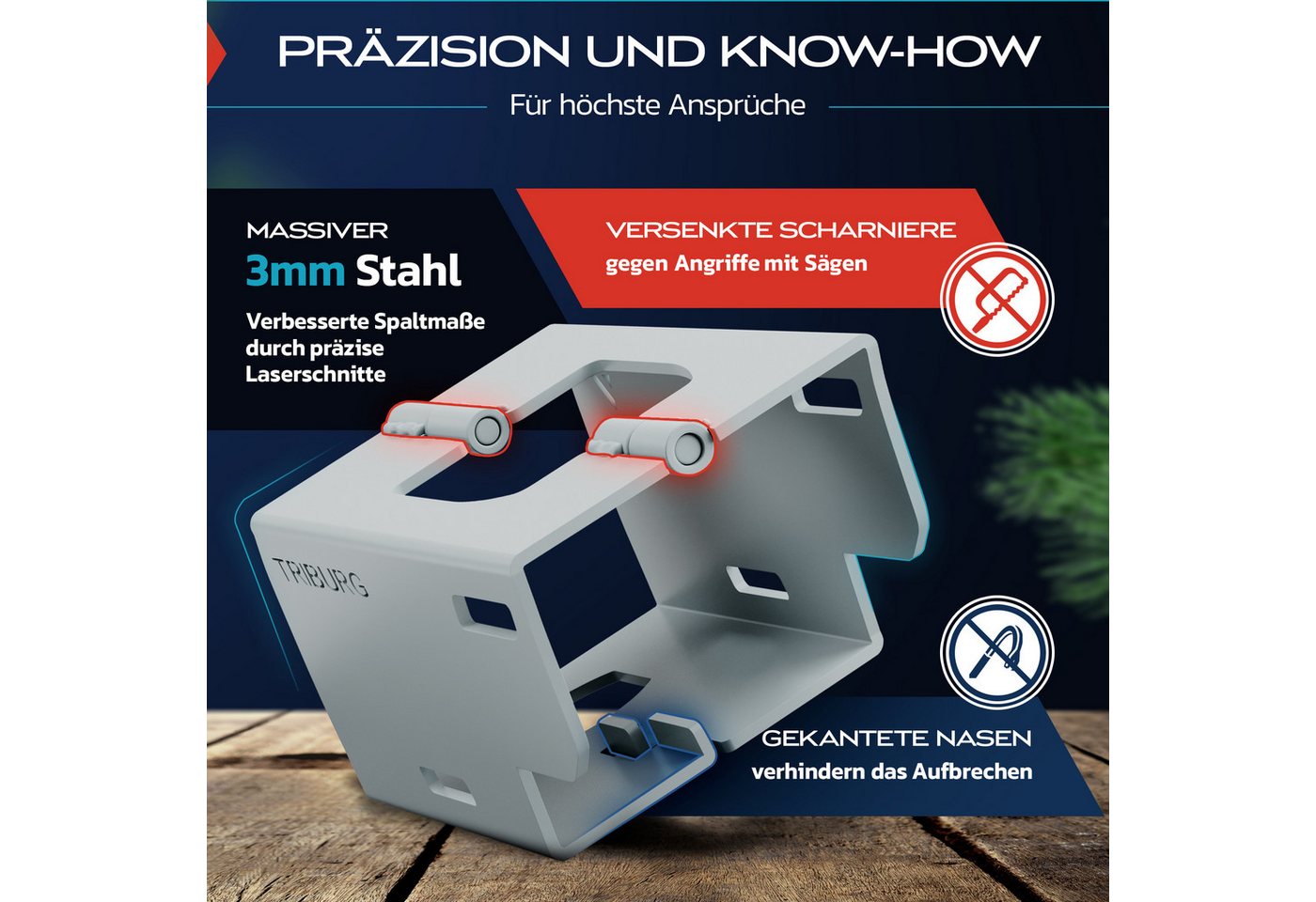 Triburg Anhängerschloss Inkl. Rundschloss [versicherungskonform] - Robuste Sicherung Für An- Und Abgekuppelten Anhänger - Deichselschloss [verzinkt I Pulverbeschichtet] + Gratis Ahk Schutzkappe Bild 3