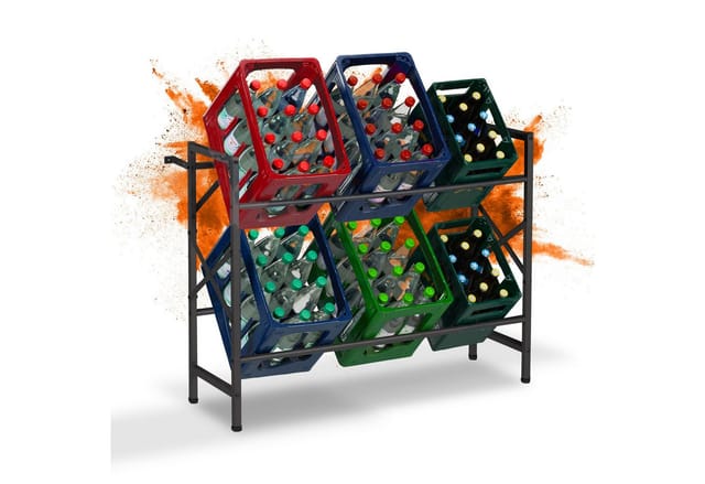 Relaxdays - Getränkekistenregal, Hxbxt: 80x104x32 Cm, 300 Kg, 6 Kisten, Stahl, Getränkekistenständer, Kistenregal, Schwarz