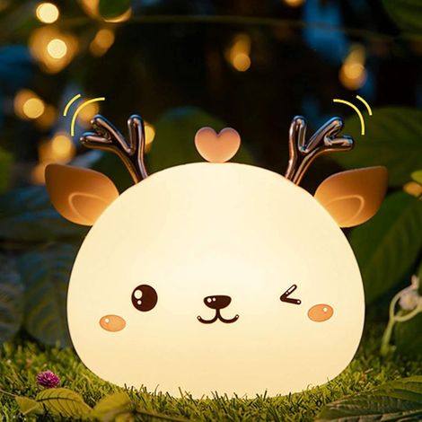Weiches Led-nachtlicht In Form Eines Rehs Aus Silikon – 7 Einstellbare Farben – Usb-aufladbar – Beruhigende Atmosphäre Fürs Kinderzimmer