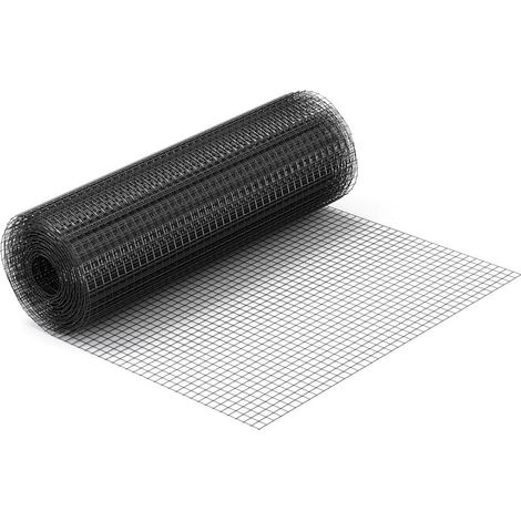 Wiltec Schwarzes Quadratisches Drahtgeflecht 25 X 25 Mm – 5 M X 100 Cm – Verzinkter Stahl Mit Pvc-beschichtung – Zaunrolle Für Volieren, Kaninchenställe, Gärten, Forstwirtschaft Und Landwirtschaft