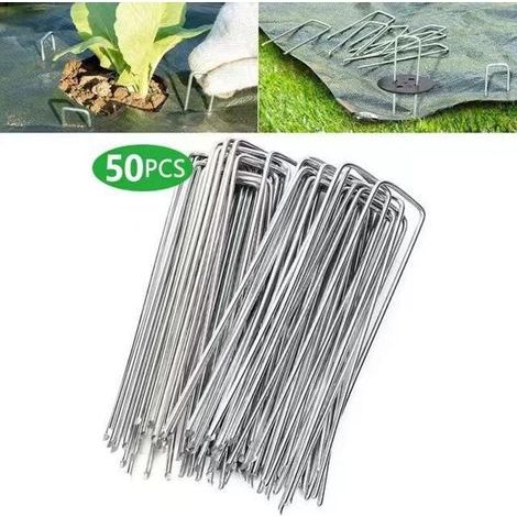 Textilbeschichtete Befestigungsnägel, 50 Stück, U-förmige Gartennägel Für Unkrautvlies Und Campingzäune, Länge 200 Mm, Breite 40 Mm, Durchmesser 2,5 Mm