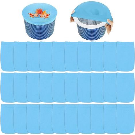Lot De 30 Chaussettes Pour Skimmer De Piscine, Accessoires De Piscine Réutilisables, Filtres En Nylon, Filtres Élastiques
