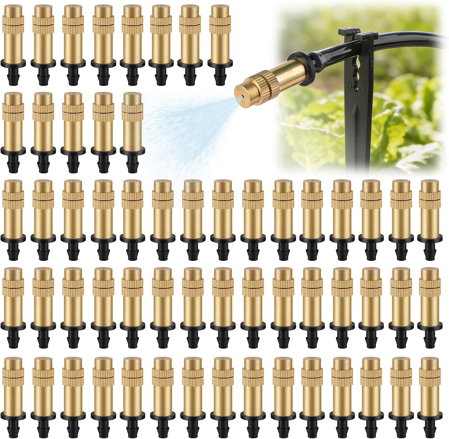 Bewässerungsdüsen – 60 Stück – Kupfer – Verstellbar – Garten, Gewächshaus, Rasen – 4/7 Mm