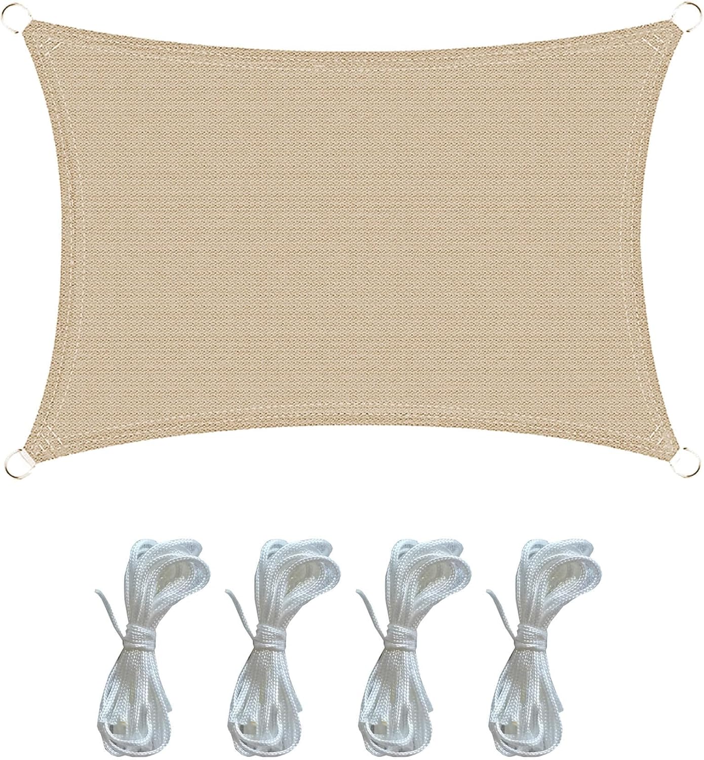 Rechteckiges Sonnensegel – 1-teilig – Beige Polyethylen – Uv-schutz – Garten, Terrasse, Camping – 3 X 4 M