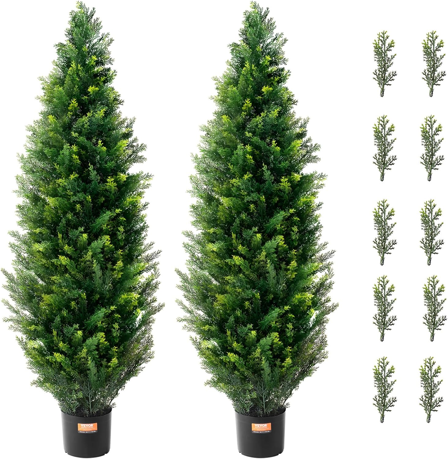 Zedern-topiary-bäumchen – 2er-set – 121,9 Cm – Pe Und Stahl – Uv-beständig – Für Drinnen Und Draußen – Grün