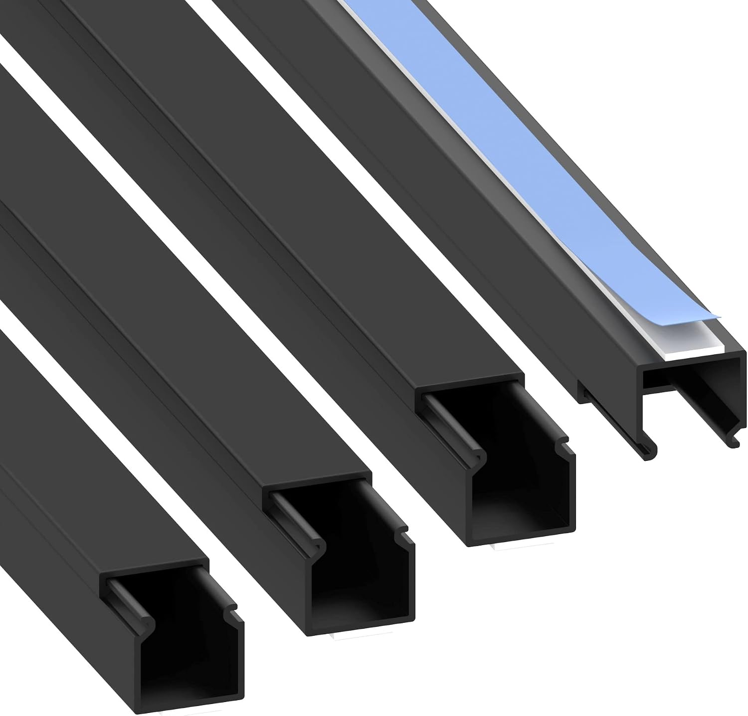 Pvc-kabelkanal – 4er-pack – 15 X 15 Mm – 4 M Gesamtlänge – Selbstklebend – Schwarz – Für Wände Und Fußleisten
