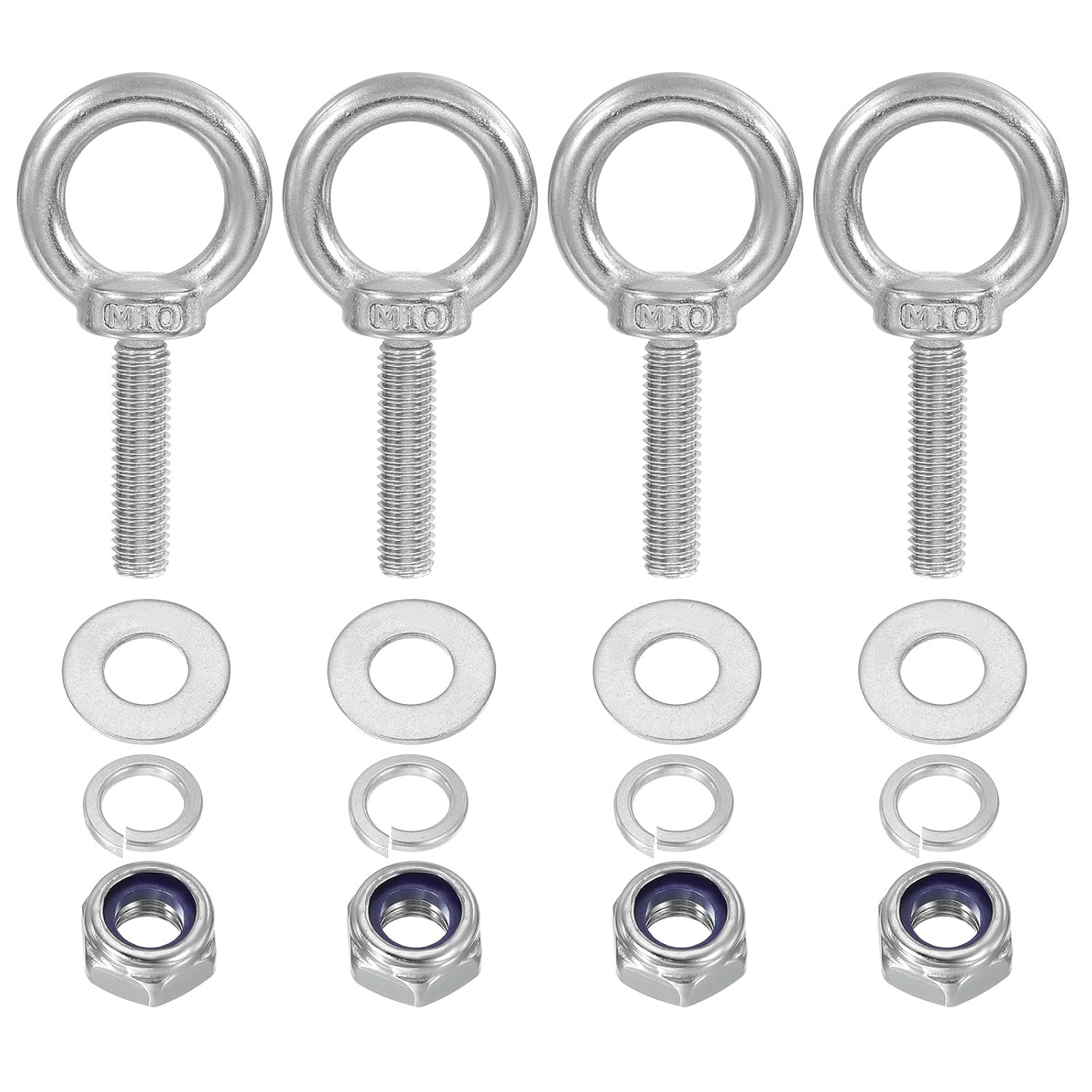 M10 X 40 Mm Augenschraube – 4 Stück – Edelstahl 304 – Hebe- Und Aufhängungsbefestigung – Innen-/außenbereich – Silber
