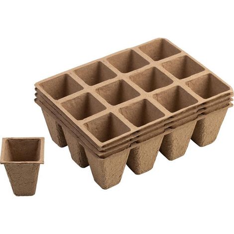 3,5 X 3,5 Cm Pflanztöpfe – Praktische 48er-packung – Aus Papierfasern – Biologisch Abbaubar/anzuchttöpfe
