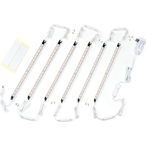 Led-unterbauleuchten-set, 6 Miteinander Verbindbare Lichtleisten, Led-streifen Für Die Unterbaubeleuchtung, 300 Mm X 6, Mit Schalter (warmweiß, 3000 K)