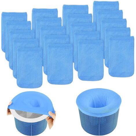 Alliandischaussette Skimmer Piscine, 20pcs Chaussettes De Skimmer, Pool Skimmers Socks, Prefiltre Filtre Skimmers Piscine Nylon Élastique Pour Panier Écumoire Bleu
