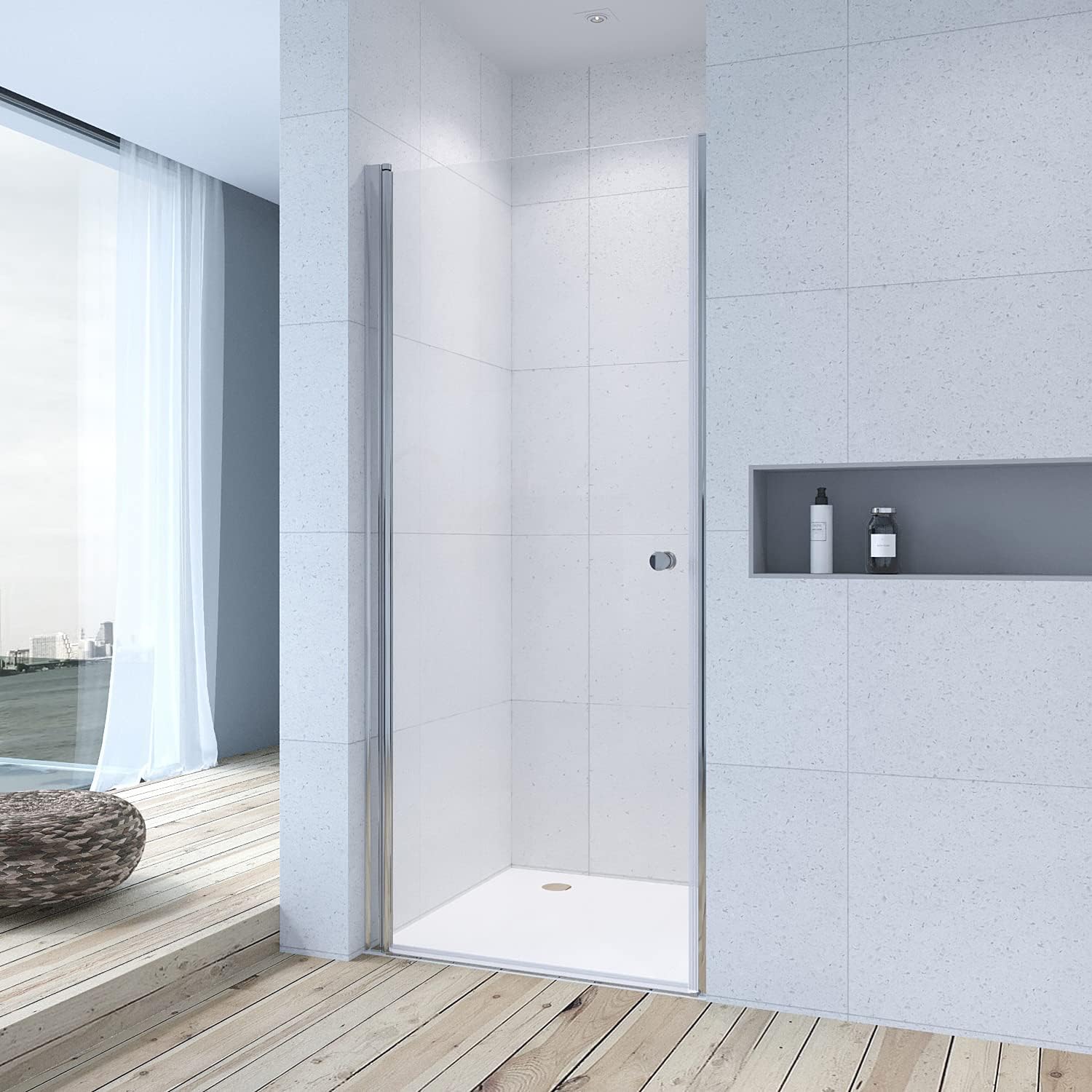 Duschkabine 95x195 Cm Esg Glas Klar, Duschwand Mit Nano-beschichtung