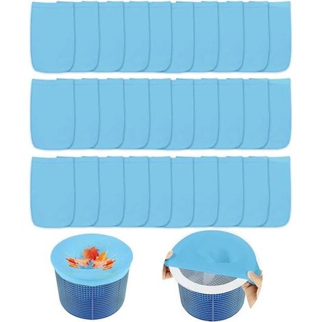 Écumoire De Piscine, 30 Chaussettes Filtrantes Pour Écumoire, Filet D'Écumoire, Chaussette Filtrante Pour Panier D'Écumoire, Bleu