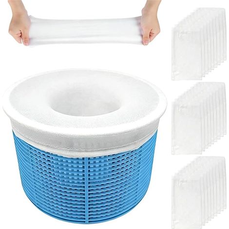 30 Pièces Chaussettes Skimmer Piscine, Préfiltre Nylon Élastique Réutilisable Pour Filtration Efficace Des Débris, Feuilles Et Cheve