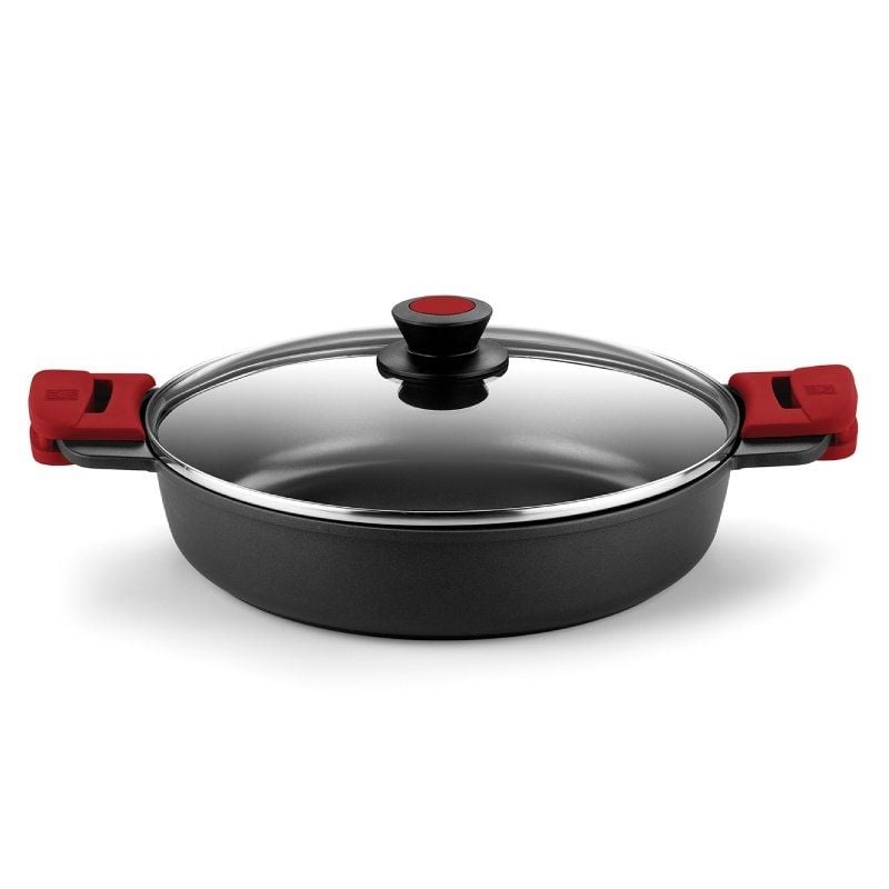 Premiere - Niedrige Stielkasserolle 36 Cm, Aluminiumguss, Dreischichtig, Verstärkte Antihaftbeschichtung, 2 Griffe De Abnehmbares Silikon, Geeignet Für Alle Herdarten Of Einschließlich Induktion, - Bra