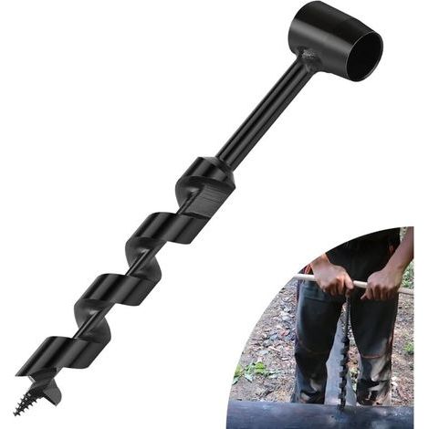 Tarière À Bois Manuelle, Φ25x230mm, Perceuse À Main Bushcraft En Acier Au Carbone, Tarière Manuelle Bois Polyvalente Pour Aventure Extérieure, Camping, Travail Du Bois