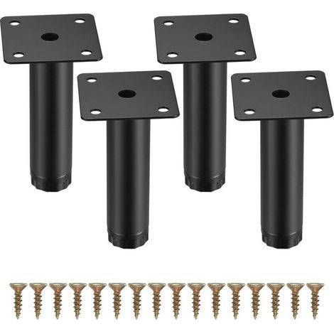 4 Pièces Pieds De Meuble, 10 Cm/4 Pouces Pieds De Meubles Réglables, Pieds De Support En Fixation En Métal Pour Meubles/table/chaise/bureau/cuisine/armoire/canapé