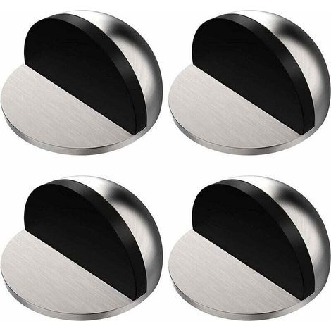 4 Pcs Arrêts De Portes Argent, Butée De Porte Adhesive, Butées De Porte En Acier Inoxydable Avec Autocollants, Inutile De Percer, Pour La Maison Et Le Bureau