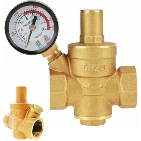 Bunthaus Pa Réducteur De Pression D'Eau Réglable En Laiton Dn20 Avec Manomètre, Réducteur De Pression D'Eau Réglable En Laiton (dn20-3/4 Pouce)