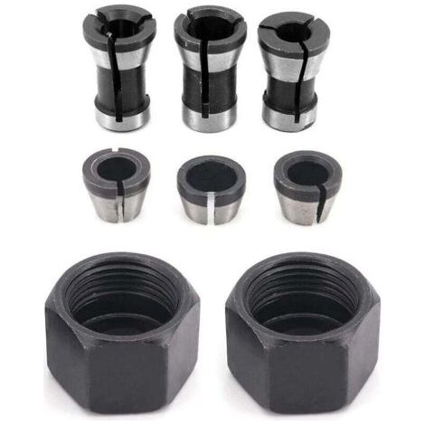 Bunthaus Pa Aiperq 6 Pièces Hss Tête De Mandrin, 6 Mm 6.35 Mm 8 Mm Tête Adaptateur Convertisseur Pour Perceuses Machine De Gravure, Pour Rogneuse Menuiserie Électrique Pince De Routeur Titulaire +2 Éc