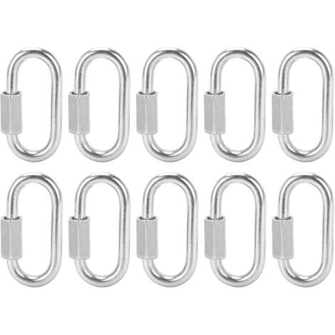 Bunthaus Pa Aiperq Maillon Rapide, Mousqueton Filet&eacute Verrouillable En Forme De D En Acier Inoxydable 304, Connecteur De Cha&icircne Robuste, Capacit&eacute 150 Kg/330,7 Lb (m5 10pack)