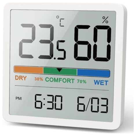 Bunthaus Pa Aiperq Hygromètre Thermomètre D'Intérieur, Thermomètre Numérique De Bureau Avec Moniteur De Température Et D'Humidité(blanc)