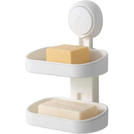 Bunthaus Pa Porte Savon À Ventouse Double Couche Sans Perçage & Réutilisable Charge 5kg 1 Seconde Installation Support Savon Pour Carrelage Paroi De La Douche Salle De Bain Cuisine