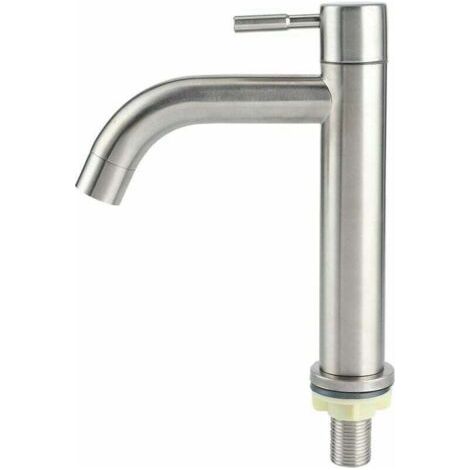 Bunthaus Pa Robinet D'Eau Froide Simple G1/2 En Acier Inoxydable Brossé Avec Grand Bassin Monotrou