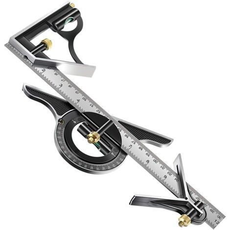 Bunthaus Pa Combinaison 300mm Multifonction Réglable Carré Outils Carrés Robustes Kits De Mesure Rapporteur De Précision Angle Finder Règle Équerres De Menuiserie