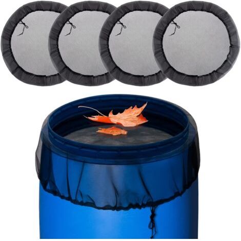Bunthaus Pa 4 Unidades De Red Para Barriles De Lluvia, Diámetro De 95 Cm, Red Protectora Para Barriles De Lluvia Con Cordón, Red Protectora Ajustable, Protección Contra Mosquitos Y Hojas