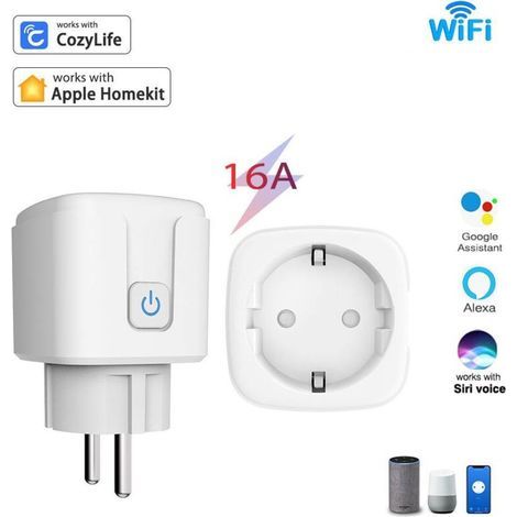 Bunthaus Pa Prise Connectée Avec Ampèremètre, 16 A, Wi-fi, Compatible Cozylife Et Homekit Avec Commande Vocale, Contrôle À Distance Via Application, Minuterie / 1 Pièce