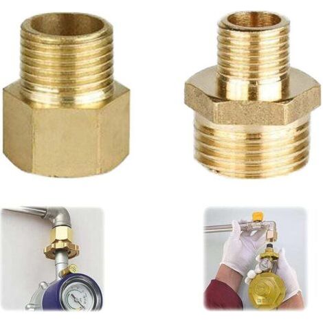 Bunthaus Pa Gasadaptor Kupfer Gasschlauchadapter Gasflaschenanschlussadapter Gasadapter 1/2 Auf 1/4, 3/4 Anschlussarmatur Für Gaskocher, Campingkocher, Hocker