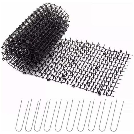 Bunthaus Pa Anti-katzen-gartenmatte Mit Spikes, Insekten- Und Tierabwehr, 8 Cm, Mit 10 Metallheringen, Schwarz
