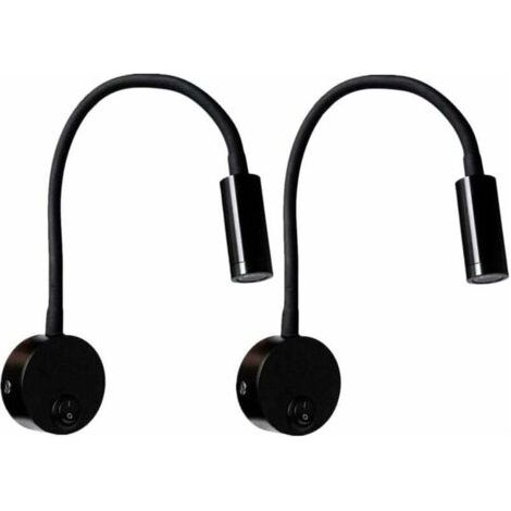 Bunthaus Pa Aiperq 2er-pack Schwarze 3w Wandleselampe, Flexible, Verstellbare Wandleuchte Aus Aluminium, Schreibtischlampe, Nachttischlampe Mit Led-schalter, Augenschonend
