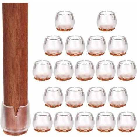 Bunthaus Pa 20 Capuchons De Jambe De Chaise Ronds, Capuchons De Jambe De Chaise En Silicone Transparent Avec Coussinets En Feutre