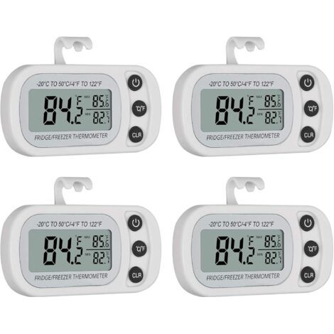 Bunthaus Pa Aiperq 4pcs Thermomètre Numérique Étanche Ipx3 Avec Écran Lcd Fonction D'Enregistrement Max/min Thermomètre De Réfrigérateur Sans Fil Pour Frigo Maison Cuisine