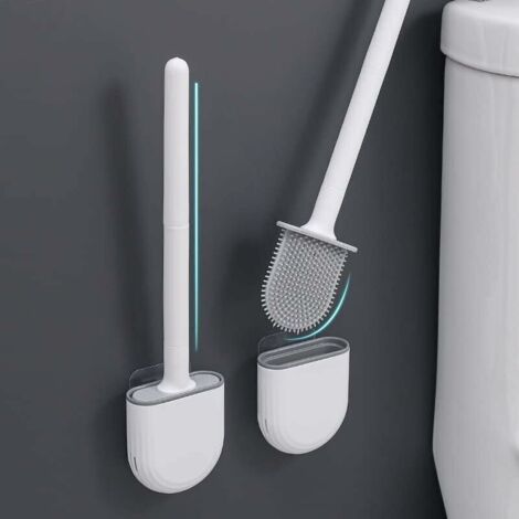 Bunthaus Pa 1-teiliges Silikon-toilettenbürsten- Und Halter-set, Toilettenbürste Mit Langem, Rutschfestem Kunststoffgriff Und Flexiblen Borsten, Toilettenbürste Mit Schnell Trocknendem Halter