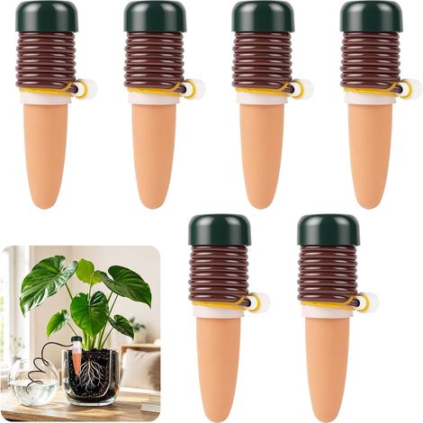 Lot De 6 Arrosage Stakes Automatique Système D'Arrosage, Rouge,piquets D'Arrosage Pour Plantes D'Intérieur, Irrigation Par Égouttement Automatique De Plante Libération Lente Pour Jardin