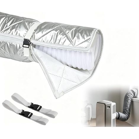 Housse Isolante Pour Tuyau De Climatiseur Mobile, 150 X 53 Cm (argent – ​​modèle À Fermeture Éclair)