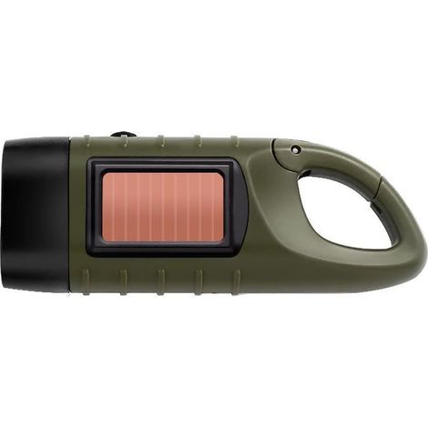Lampe Torche Led Portable À Manivelle Dynamo Multifonction À Énergie Solaire Rechargeable Pour Camping Randonnée Haute Luminosité Urgence,vert Militaire