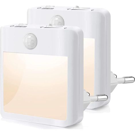 Veilleuse Avec Détecteur De Mouvement (lot De 2) Veilleuse Pour Enfants,lumière Blanche Chaude 2700 K, Pour Placard, Couloir, Escalier, Chambre