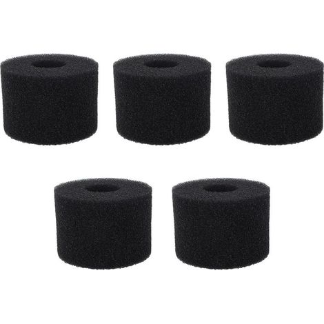 5 Éponges Filtre Piscine Pu Noir – Mousse Simulation Cylindrique Réutilisable Lavable Pour Pompe S