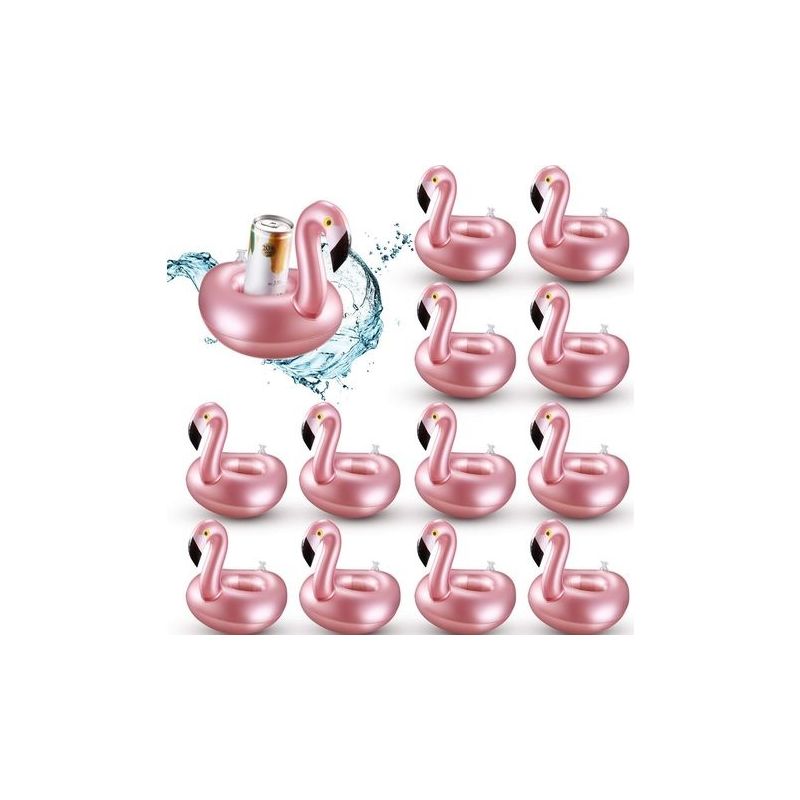 12er-pack Aufblasbare Flamingo-getränkehalter, Wiederverwendbare Aufblasbare Getränkeschwimmer, Niedliche Tieruntersetzer, Poolbecherhalter: Ideal Für Sommerliche Poolpartys.