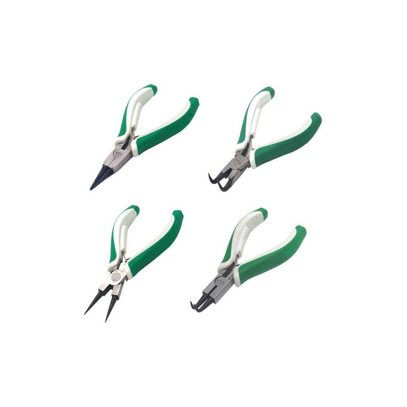 Set Mit 4 Mini-sicherungsringzangen Für Äußere/innere Sicherungsringe, Robust, Mit Geraden/gebogenen Backen Zum Entfernen Von Sicherungsringen