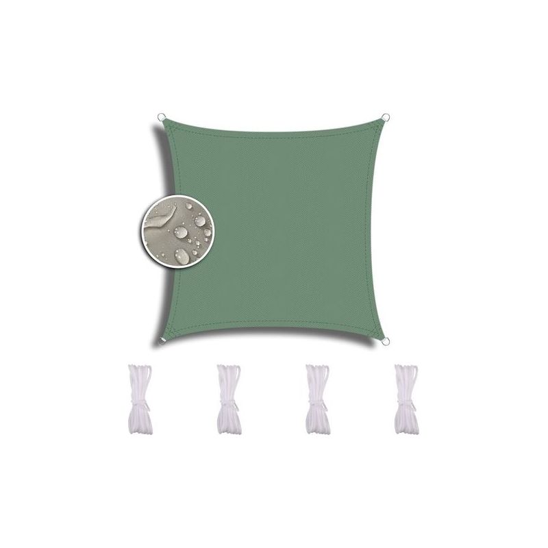 Quadratisches Sonnensegel (3 X 3 M) Für Garten, Terrasse, Camping, Wasserdicht Und Strapazierfähig, Uv-schutz, Wasserdichte Markise, Dunkelgrün