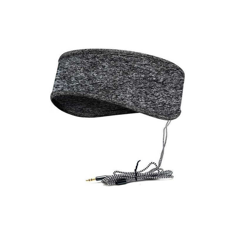 Graues Musik-stirnband Zum Schlafen – Kabelgebundene Kopfhörer (3,5 Mm) – Weiches Und Atmungsaktives Polyestergewebe – Geräuschreduzierung Für Einen Erholsamen Schlaf