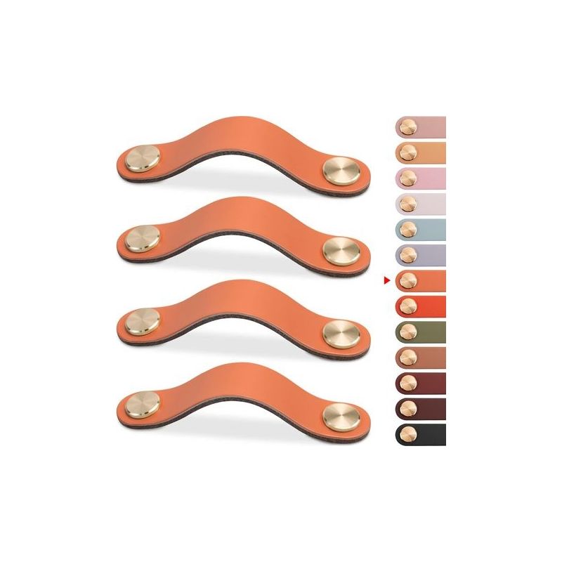 Set Mit 4 Ledergriffen Für Möbel, Schranktüren, Schubladen, Vintage-möbelgriffe Für Schränke, Kommoden, Küche, Badezimmer (orange, 128 Mm)